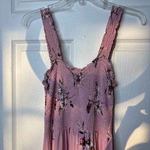 Justify Women’s Large Pink Floral Smocked Maxi Dress Spaghetti Straps - Picture 2 of 4